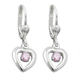 Ohrbrisur Ohrhänger Ohrringe 12x9mm Herz mit Zirkonia pink Silber 925