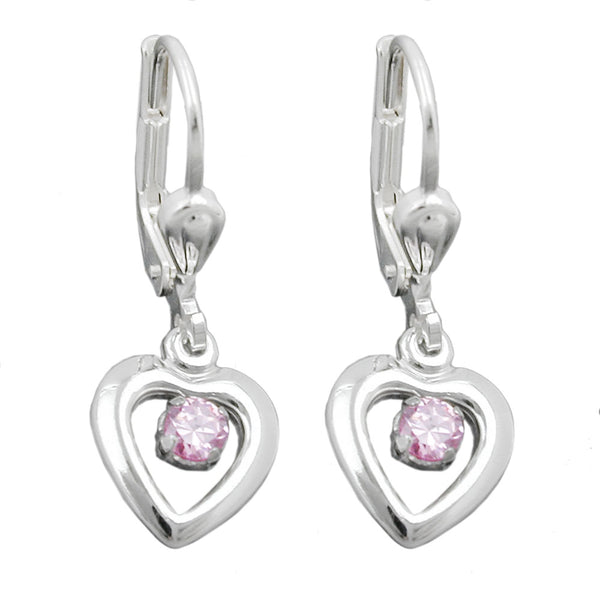 Ohrbrisur Ohrhänger Ohrringe 12x9mm Herz mit Zirkonia pink Silber 925