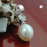 Anhänger, 8mm Zuchtperle, Silber 925