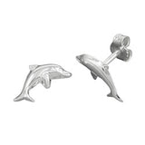 Stecker 12x6mm springender Delfin Silber 925