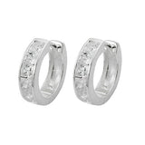 Creole 13x3,5mm Klappscharnier Zirkonia weiß Silber 925