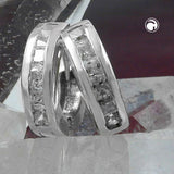 Creole 13x3,5mm Klappscharnier Zirkonia weiß Silber 925