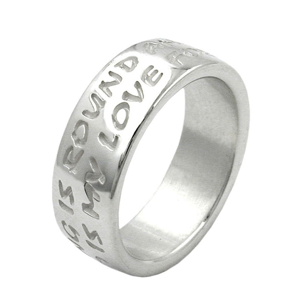 Ring 8mm mit Prägung LOVE HAS NO END Silber 925 Ringgröße 62