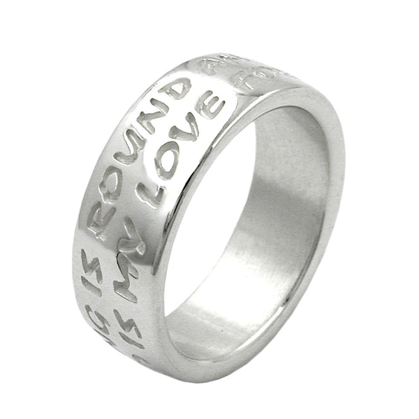 Ring 8mm mit Prägung LOVE HAS NO END Silber 925 Ringgröße 56