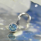 Nasenstecker 3mm Zirkonia hellblau rhodiniert Silber 925