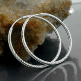 Creole 30mm diamantiert Drahtcreole mit Steckverschluss Silber 925