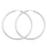 Creole 48mm diamantiert Drahtcreole mit Steckverschluss Silber 925