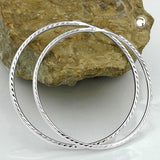 Creole 48mm diamantiert Drahtcreole mit Steckverschluss Silber 925