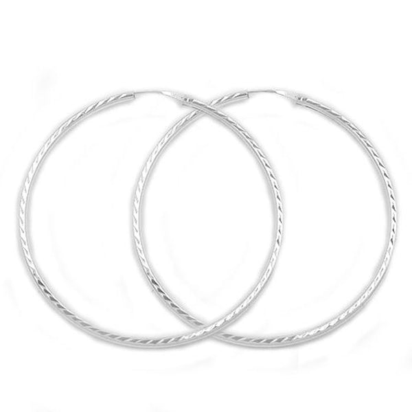 Creole 48mm diamantiert Drahtcreole mit Steckverschluss Silber 925