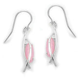 Ohrhaken, Zirkonia milky-pink, 925