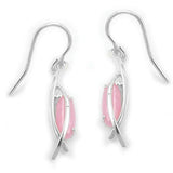 Ohrhaken, Zirkonia milky-pink, 925