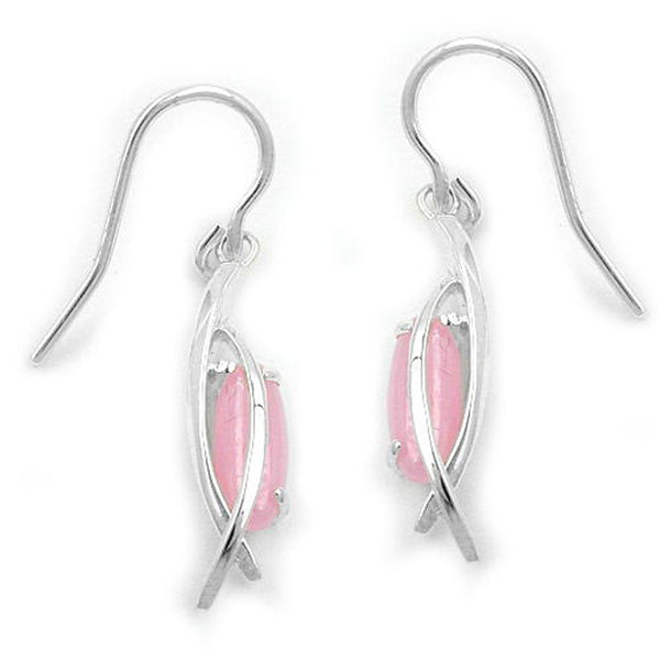 Ohrhaken, Zirkonia milky-pink, 925