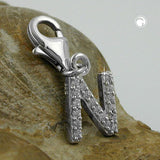 Anhänger, Charm Buchstabe N, Silber 925