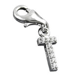 Anhänger, Charm Buchstabe T, Silber 925