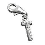 Anhänger, Charm Buchstabe T, Silber 925