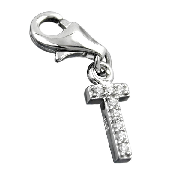 Anhänger, Charm Buchstabe T, Silber 925