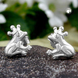 Stecker 8x7mm Kinderohrring Frosch mit Krone glänzend Silber 925