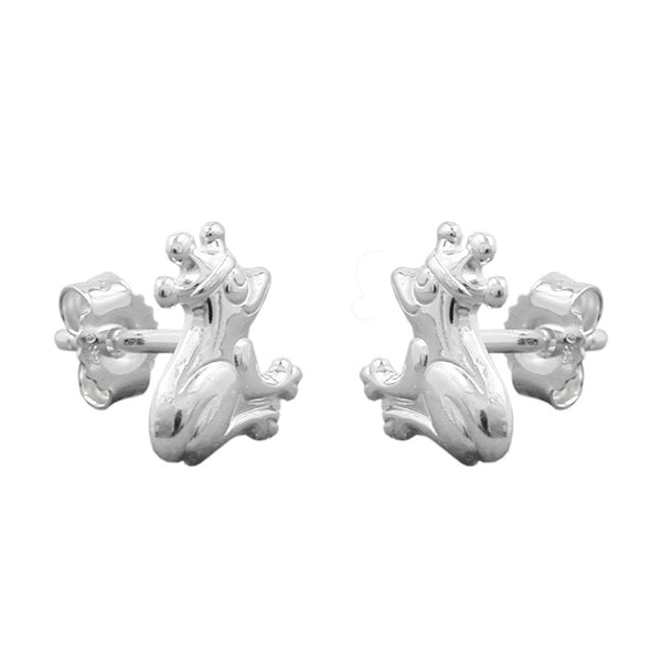 Stecker 8x7mm Kinderohrring Frosch mit Krone glänzend Silber 925