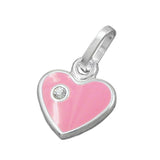 Anhänger 9mm Herz pink lackiert Glasstein Silber 925