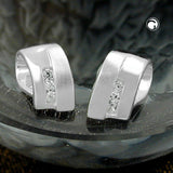 Stecker, gebogen, Zirkonia, Silber 925