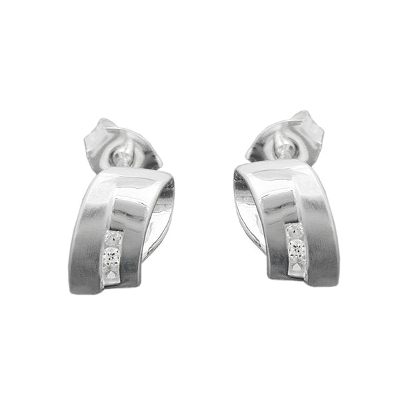 Stecker, gebogen, Zirkonia, Silber 925