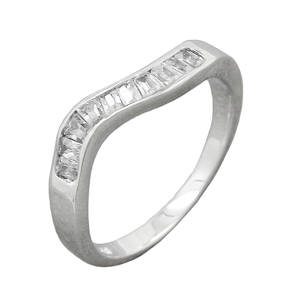 Ring 3,3mm mit 10 Zirkonias glänzend rhodiniert Silber 925 Ringgröße 60
