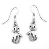 Ohrhaken, Katze mit Zirkonia, Silber 925