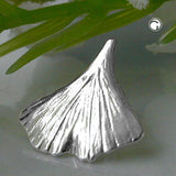 Anhänger 9mm Ginkgoblatt glänzend Silber 925