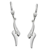 Ohrbrisur Ohrhänger Ohrringe 38x7mm Zickzack mit Zirkonia matt-glänzend Silber 925