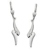 Ohrbrisur Ohrhänger Ohrringe 38x7mm Zickzack mit Zirkonia matt-glänzend Silber 925