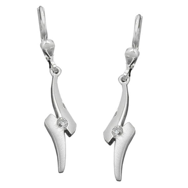 Ohrbrisur Ohrhänger Ohrringe 38x7mm Zickzack mit Zirkonia matt-glänzend Silber 925
