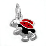 Anhänger Marienkäfer 8mm schwarz-rot lackiert Silber 925