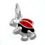 Anhänger Marienkäfer 8mm schwarz-rot lackiert Silber 925