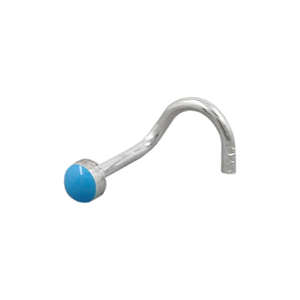 Nasenstecker 2,5mm blau Email Haken Silber 925