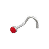 Nasenstecker 2,5mm rot Email Haken Silber 925