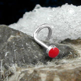 Nasenstecker 2,5mm rot Email Haken Silber 925
