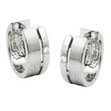 Creole 14x6mm Klappscharnier Zirkonia teil-mattiert rhodiniert Silber 925