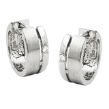 Creole 14x6mm Klappscharnier Zirkonia teil-mattiert rhodiniert Silber 925