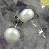 Stecker ca.7mm Süßwasserperle rhodiniert Silber 925