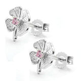 Stecker, Kleeblatt, Zirkonia pink, 925
