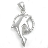 Anhänger, Delfin im Ring, Zirkonia, 925
