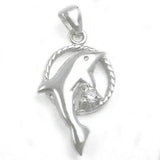 Anhänger, Delfin im Ring, Zirkonia, 925