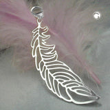Anhänger 45x12mm Charm Feder glänzend durchbrochen Silber 925