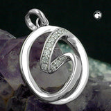 Anhänger, Kreis mit Zirkonia, Silber 925