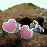 Stecker, kleines Herz rosa, Silber 925