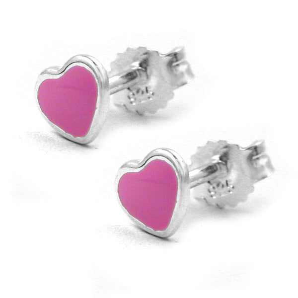 Stecker, kleines Herz rosa, Silber 925