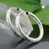 Creole 20mm diamantiert Drahtcreole mit Steckverschluss Silber 925