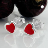 Stecker, kleines Herz rot, Silber 925