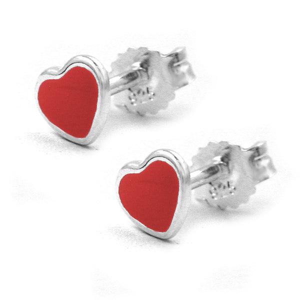 Stecker, kleines Herz rot, Silber 925