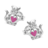 Stecker, Katze mit rosa Herz, Silber 925
